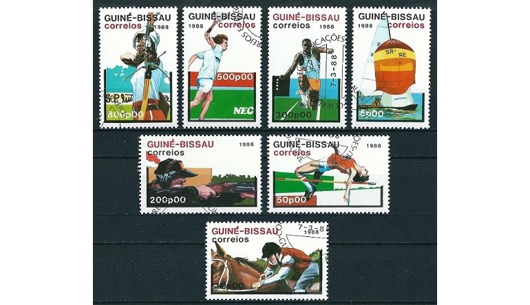 GUINEA BISSAU 1988 - JOCURI OLIMPICE - SERIE DE 7 TIMBRE - STAMPILATA - COTA MICHEL : 6 E / sport18